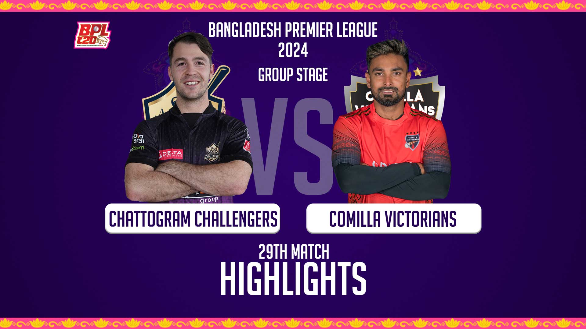 Comilla Victorians vs Chattogram Challengers || 29th Match